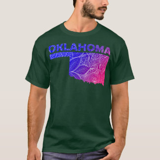 Farbige Mandala Kunstkarte von Oklahoma mit Text i T-Shirt