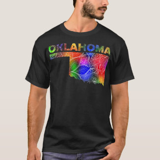 Farbige Mandala Kunstkarte von Oklahoma mit Text i T-Shirt