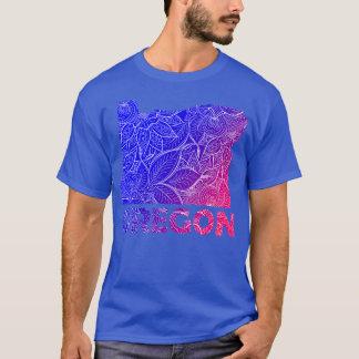 Farbige Mandala Kunstkarte von Oregon mit Text in  T-Shirt