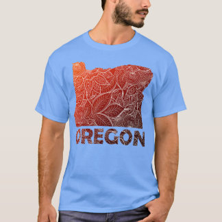 Farbige Mandala Kunstkarte von Oregon mit Text in  T-Shirt