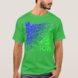 Farbige Mandala Kunstkarte von Oregon mit Text in  T-Shirt
