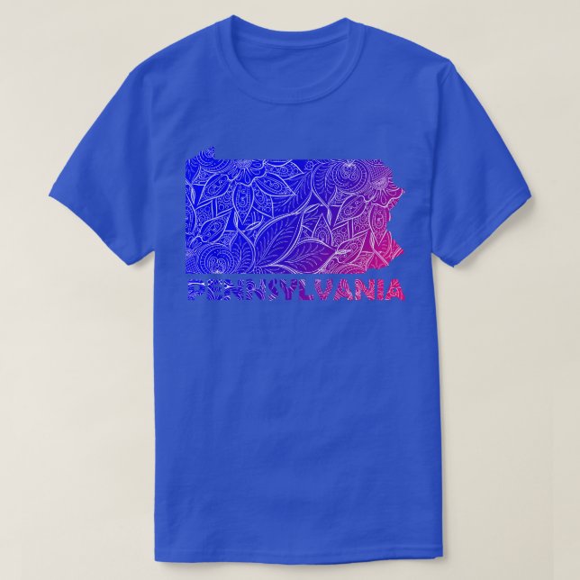 Farbige Mandala Kunstkarte von Pennsylvania mit Te T-Shirt (Design vorne)