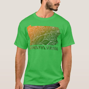 Farbige Mandala Kunstkarte von Pennsylvania mit Te T-Shirt