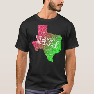 Farbige mandala Kunstkarte von Texas mit Text in B T-Shirt