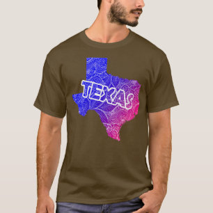 Farbige mandala Kunstkarte von Texas mit Text in B T-Shirt