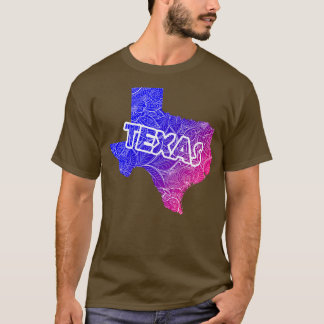 Farbige mandala Kunstkarte von Texas mit Text in B T-Shirt