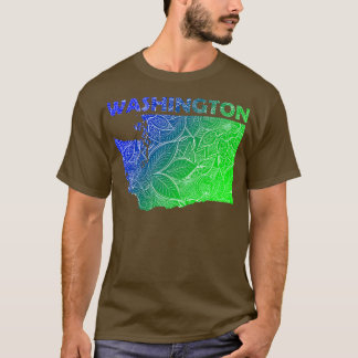 Farbige Mandala-Kunstkarte von Washington mit Text T-Shirt