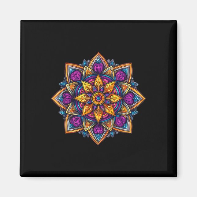 Farbige Mandala-Meditation Lotus  Magnet (Vorne)