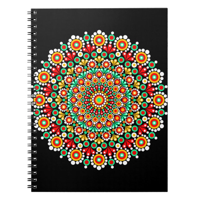 Farbige Mandala-Muster-Notizbücher Boho-Punkt  Notizblock (Vorderseite)