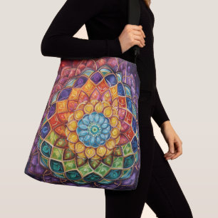 Farbige Mandala-Tasche Tragetaschen Mit Langen Trägern