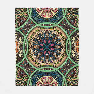 Farbige Mandala: Vintage Floral Handgezeichnet Fleecedecke