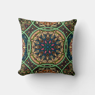 Farbige Mandala: Vintage florale Handzeichnung Kissen