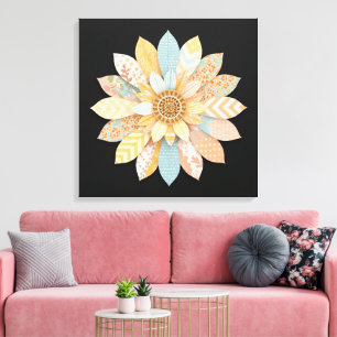 Farbige Mandala-Wandkunst Lebendige Boho-Spiritu Leinwanddruck