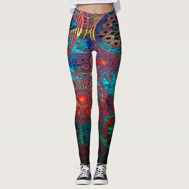 Farbige Mandalase Leggings (Vorderseite)