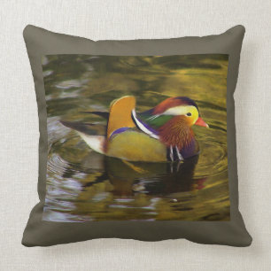 Farbige Mandarin Duck Gray Square Kissen