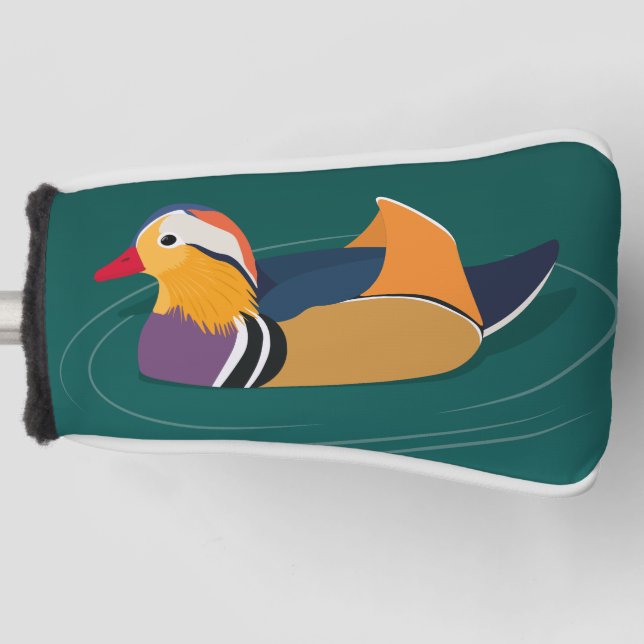 Farbige Mandarinente moderne digitale Kunst Golf Headcover (Vorderseite)