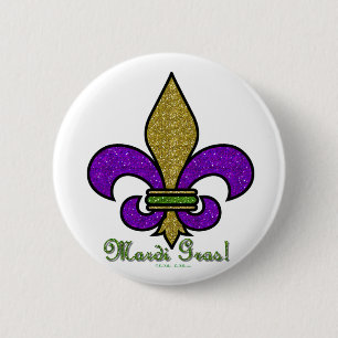 Farbige Mardi Gras Fleur De Lis Button