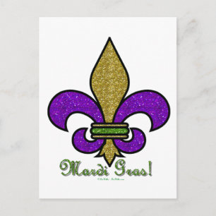 Farbige Mardi Gras Fleur De Lis Postkarte