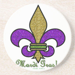 Farbige Mardi Gras Fleur De Lis Sandstein Untersetzer