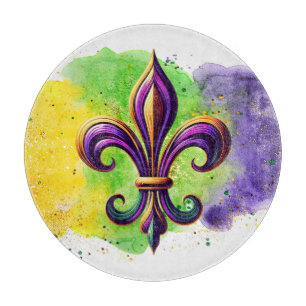 Farbige Mardi Gras Fleur de lis Schneidebrett