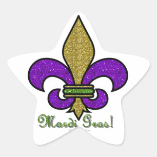 Farbige Mardi Gras Fleur De Lis Stern-Aufkleber