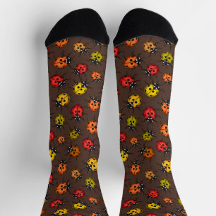 Farbige Marienkäfer auf Braun Socken
