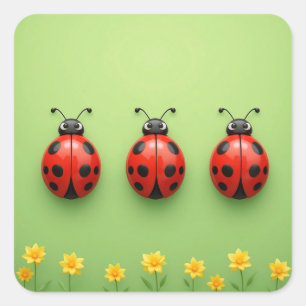 🌼 Farbige Marienkäfer Skurriges Geschenk Quadratischer Aufkleber