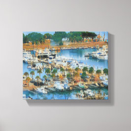 Farbige Marina-Wandkunst Küstenhafenboote Leinwanddruck