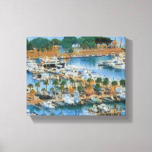 Farbige Marina-Wandkunst Küstenhafenboote Leinwanddruck