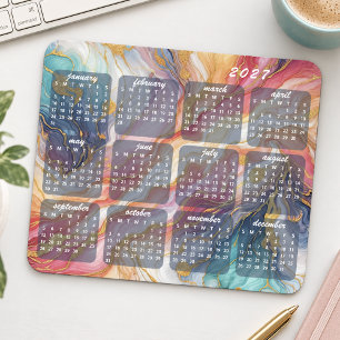Farbige Marmorierte Kunstmuster-Design 2027 Kalend Mousepad