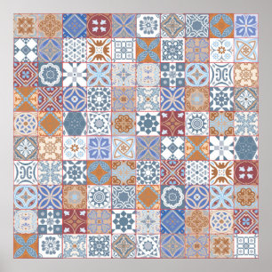Farbige marokkanische Fliesen Poster