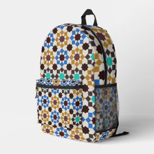 Farbige marokkanische geometrische Mosaik Bedruckter Rucksack