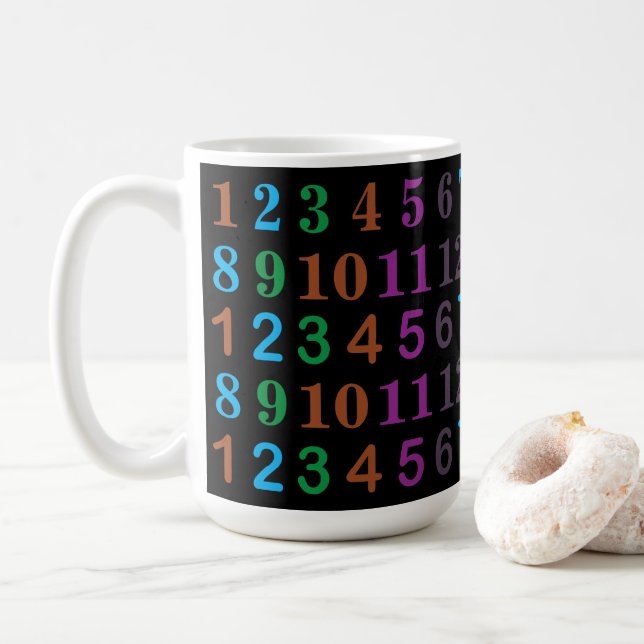 Farbige Mathematikzahlen Kaffeetasse (Mit Donut)