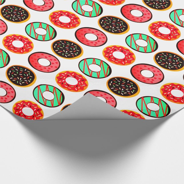 Farbige Mattierte Donuts Geschenkpapier (Ecke)