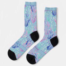 Farbige Meeresalgen, Text auf Blau Socken