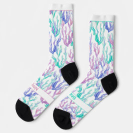 Farbige Meeresalgen, Text auf Weiß Socken