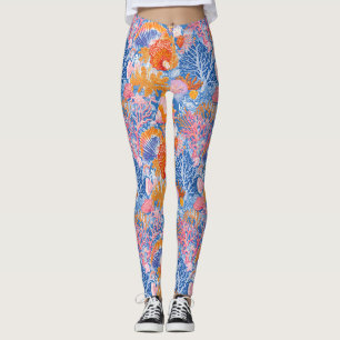 Farbige Meeresmuschel Koralle Türkis Lila Ozean Leggings