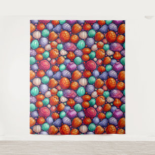 Farbige Meeresmuscheln Wandteppich