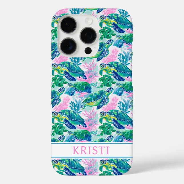 Farbige Meeresschildkröten Monogramm  Case-Mate iPhone Hülle (Rückseite)