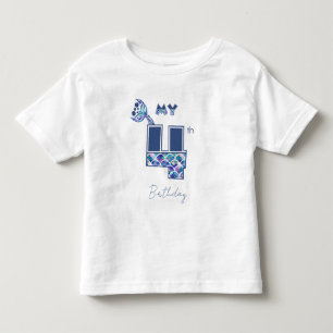 Farbige Meerjungfrau-Schuppen Mädchen 4. Geburtsta Kleinkind T-shirt