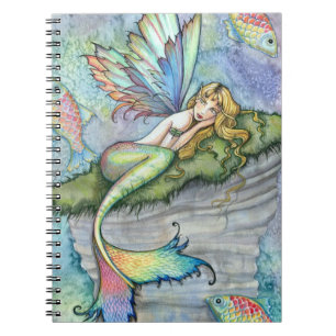 Farbige Meerjungfrau und Koi-Fisch Fantasy-Kunst Notizblock