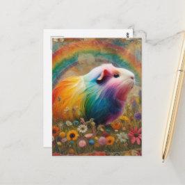 Farbige Meerschweinchen auf der Wiese Collage Postkarte