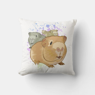 Farbige Meerschweinchen-Trio-Regenbogen-Farbspritz Kissen