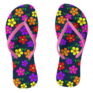 Farbige mehrfarbige Blume Muster-34654 Flip Flops