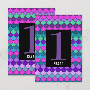 Farbige mehrfarbige Mermaid-Party-Tischnummer Einladung