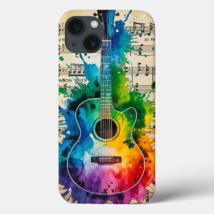 Farbige Melodie: Bemalte Gitarre auf Vintage-Musik Case-Mate iPhone Hülle