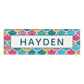 Farbige Mermaid-Skala Namenschild