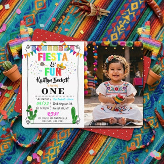Farbige mexikanische Fiesta und lustige 1. Geburts Einladung
