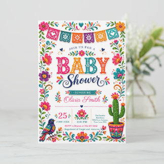 Farbige mexikanische Fiesta-Volks kunst-Baby-Par Einladung