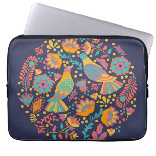 Farbige mexikanische Volkskunst Vögel und Blumen B Laptopschutzhülle